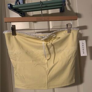 PacSun Yellow Lace Trim Tube Top